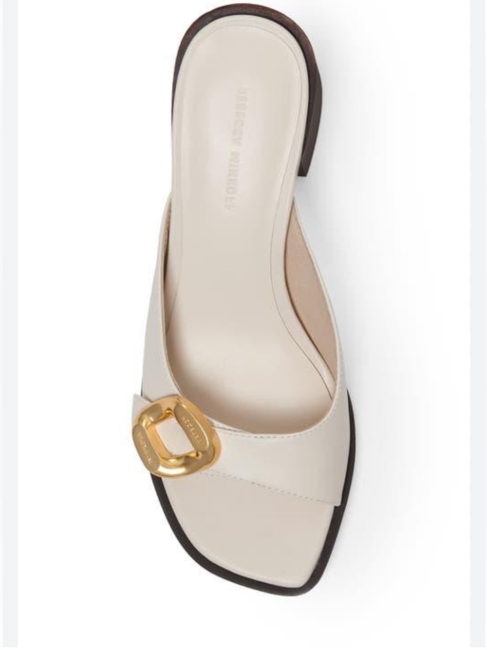Rebecca Minkoff Cream Slide Mule with Gold Accent